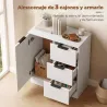Aparador de Salón Estrecho con Puerta 3 Cajones 60x30x70 cm para Entrada Comedor Blanco - Ogal.Es