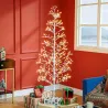 Árbol de Navidad Artificial 180 cm con 384 Luces LED Blanco Cálido Ramas Flexibles Base de Acero Blanco - Ogal.Es