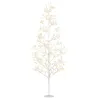 Árbol de Navidad Artificial 180 cm con 384 Luces LED Blanco Cálido Ramas Flexibles Base de Acero Blanco - Ogal.Es