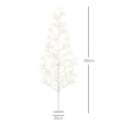 Árbol de Navidad Artificial 180 cm con 384 Luces LED Blanco Cálido Ramas Flexibles Base de Acero Blanco - Ogal.Es