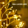 Árbol de Navidad Artificial 180 cm con 384 Luces LED Blanco Cálido Ramas Flexibles Base de Acero Blanco - Ogal.Es