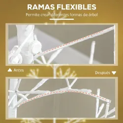 Árbol de Navidad Artificial 180 cm con 384 Luces LED Blanco Cálido Ramas Flexibles Base de Acero Blanco - Ogal.Es