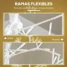 Árbol de Navidad Artificial 180 cm con 384 Luces LED Blanco Cálido Ramas Flexibles Base de Acero Blanco - Ogal.Es
