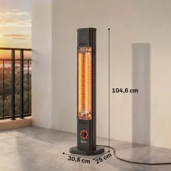 Calefactor Infrarrojos Terraza de Pie o Pared 2000 W con Mando 8 Niveles Calor Temporizador Apagado Inclinación ... - Ogal.Es