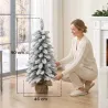 Árbol de Navidad Artificial Nevado 90 cm 107 Puntas de Rama Caídas Base de Arpillera Blanco - Ogal.Es