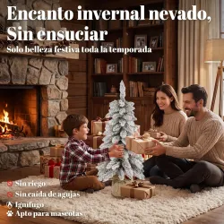 Árbol de Navidad Artificial Nevado 90 cm 107 Puntas de Rama Caídas Base de Arpillera Blanco - Ogal.Es