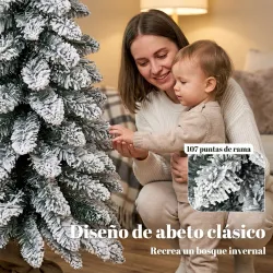 Árbol de Navidad Artificial Nevado 90 cm 107 Puntas de Rama Caídas Base de Arpillera Blanco - Ogal.Es