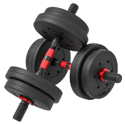 Juego de Mancuernas Ajustables 15 kg 2 en 1 con Barras Conexión y Mangos Antideslizantes para Gimnasio en Casa N... - Ogal.Es
