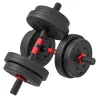 Juego de Mancuernas Ajustables 15 kg 2 en 1 con Barras Conexión y Mangos Antideslizantes para Gimnasio en Casa N... - Ogal.Es