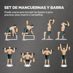 Juego de Mancuernas Ajustables 15 kg 2 en 1 con Barras Conexión y Mangos Antideslizantes para Gimnasio en Casa N... - Ogal.Es