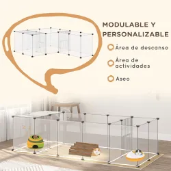 Valla para Mascotas DIY con 20 Paneles y Tapete Parque para Animales Pequeños para Cobayas y Erizos 175x70x45 cm... - Ogal.Es