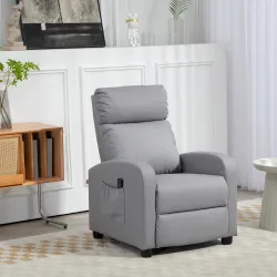Sillón de Masaje Reclinable con Mando a Distancia Bolsillo Lateral y Temporizador Tapizado en PU 68x88x98 cm Gri... - Ogal.Es