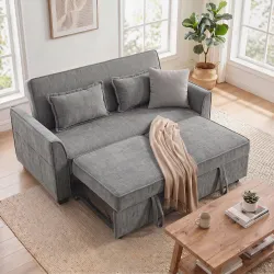 Sofá Cama 2 Plazas 4 en 1 con 2 Módulos Extraíbles Respaldo Ajustable 3 Niveles Bolsillos Laterales 2 Almohadas ... - Ogal.Es