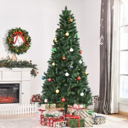 Árbol de Navidad Artificial 210 cm Ignífugo con 1064 Ramas con 2 Tipos de Puntas de PVC Base Plegable y Soporte ... - Ogal.Es
