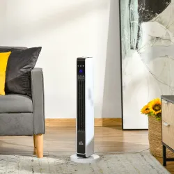 Radiador Eléctrico bajo Consumo 1100/2200W con Mando a Distancia Pantalla LED Temporizador 8H Blanco - Ogal.Es