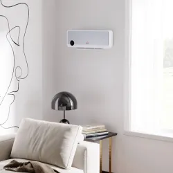 Calefactor Baño de Pared 1000W/2000W con Mando a Distancia Pantalla LED Temporizador 12H Termostato Blanco - Ogal.Es