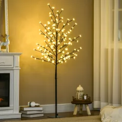 Luz de Árbol de Cerezo con 150 Luces LED Lámpara Decorativa de Flor de Cerezo para Interiores 17x17x150 cm Negro - Ogal.Es