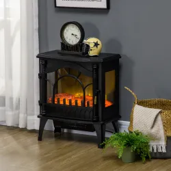 Chimenea Eléctrica 1000W/2000W con Temperatura Ajustable Protección contra Sobrecalentamiento 55x31x58 cm Negro - Ogal.Es