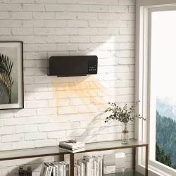 Calefactor Eléctrico de Pared 1000W/2000W Estufa con Pantalla LED y Mando a Distancia 54,5x12x21,5 cm Negro - Ogal.Es