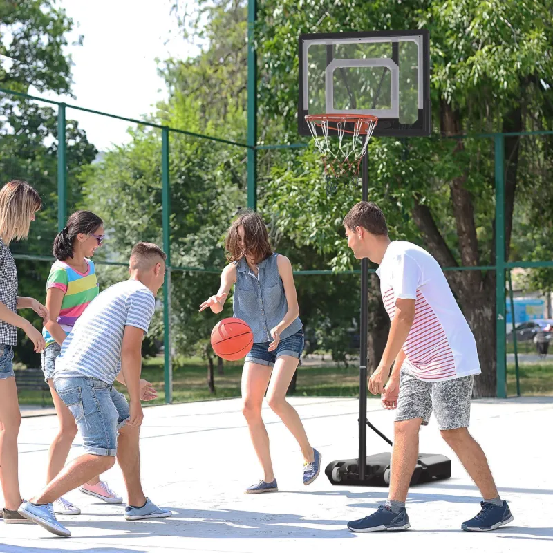 Canasta de Baloncesto con Altura Ajustable 206-260 cm Aro de Baloncesto con Ruedas y Base Rellenable Negro - Ogal.Es