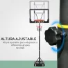 Canasta de Baloncesto con Altura Ajustable 206-260 cm Aro de Baloncesto con Ruedas y Base Rellenable Negro - Ogal.Es