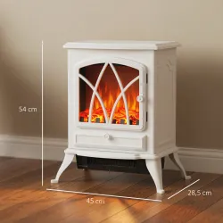 Chimenea Eléctrica 1000W/2000W con Efecto de Llama y Protección Sobrecalentamiento para 15-30 ? 45x28,5x54 cm Bl... - Ogal.Es