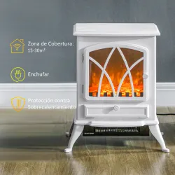 Chimenea Eléctrica 1000W/2000W con Efecto de Llama y Protección Sobrecalentamiento para 15-30 ? 45x28,5x54 cm Bl... - Ogal.Es