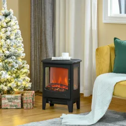 Chimenea Eléctrica 900W/1800W con Efecto de Llama Temperatura Ajustable y Protección Sobrecalentamiento Negro - Ogal.Es