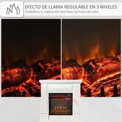 Chimenea Eléctrica 1800W con Efecto de Llama Mando a Distancia Temporizador Protección Contra Sobrecalentamiento... - Ogal.Es