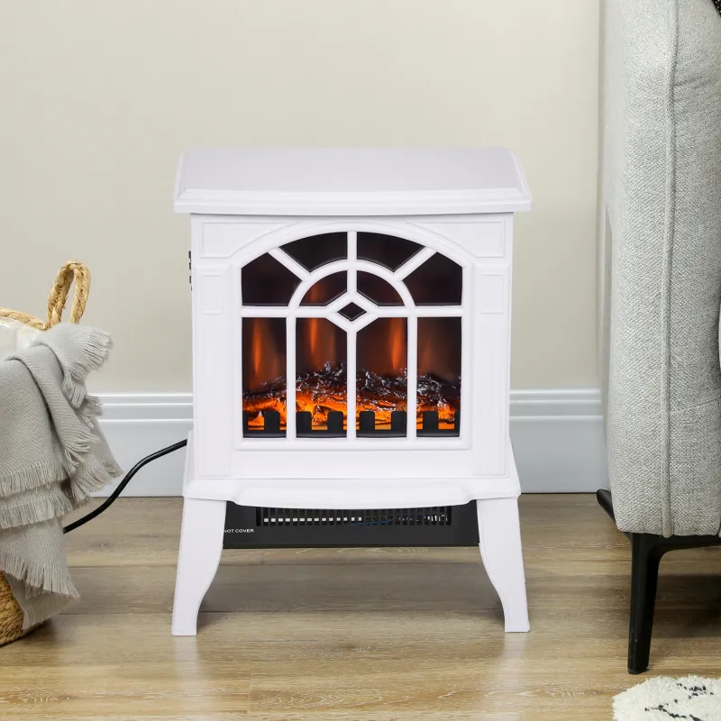 Chimenea Decorativa 1000 W/2000 W con Temperatura Ajustable LED Llamas para 15-20 ㎡ 36,5x24x46 cm Blanco - Ogal.Es