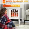 Chimenea Decorativa 1000 W/2000 W con Temperatura Ajustable LED Llamas para 15-20 ㎡ 36,5x24x46 cm Blanco - Ogal.Es
