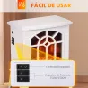 Chimenea Decorativa 1000 W/2000 W con Temperatura Ajustable LED Llamas para 15-20 ㎡ 36,5x24x46 cm Blanco - Ogal.Es