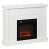Chimenea Eléctrica 1800W con Efecto de Llama Mando a Distancia Temporizador Semanal para Sala 30 m² Blanco - Ogal.Es