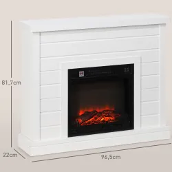 Chimenea Eléctrica 1800W con Efecto de Llama Mando a Distancia Temporizador Semanal para Sala 30 m² Blanco - Ogal.Es
