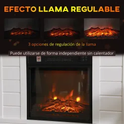 Chimenea Eléctrica 1800W con Efecto de Llama Mando a Distancia Temporizador Semanal para Sala 30 m² Blanco - Ogal.Es
