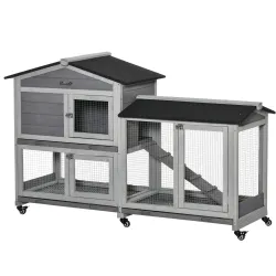 Conejera Exterior 157,4x53x99,5cm Jaula para Conejos Grande con Ruedas Techo Asfáltico Bandejas Extraíbles y Ram... - Ogal.Es