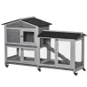 Conejera Exterior 157,4x53x99,5cm Jaula para Conejos Grande con Ruedas Techo Asfáltico Bandejas Extraíbles y Ram... - Ogal.Es
