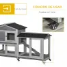 Conejera Exterior 157,4x53x99,5cm Jaula para Conejos Grande con Ruedas Techo Asfáltico Bandejas Extraíbles y Ram... - Ogal.Es