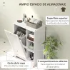 Mueble de Baño con Cesto Ropa Sucia Cesta Extraíble Estante Ajustable y Compartimentos para Baño 60x38x86 cm Blanco - Ogal.Es