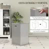 Mueble de Baño con Cesto Ropa Sucia Cesta Extraíble Estante Ajustable y Compartimentos para Baño 60x38x86 cm Blanco - Ogal.Es