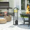 Juego de Utensilios para Chimenea de 5 Piezas de Metal con Escoba Pala Tenazas Atizador y Soporte 20x20x71 cm Do... - Ogal.Es