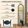 Juego de Utensilios para Chimenea de 5 Piezas de Metal con Escoba Pala Tenazas Atizador y Soporte 20x20x71 cm Do... - Ogal.Es