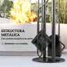 Juego de Utensilios para Chimenea de 5 Piezas de Metal con Escoba Pala Tenazas Atizador y Soporte 20x20x71 cm Do... - Ogal.Es