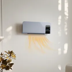 Calefactor Eléctrico de Pared 1000W/2000W Estufa con Pantalla LED y Mando a Distancia 54,5x12x21,5 cm Gris - Ogal.Es