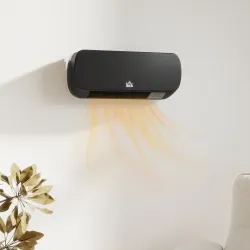 Calefactor Eléctrico de Pared 1000W/2000W Estufa con Pantalla LED y Mando a Distancia 45x18,6x11,5 cm Negro - Ogal.Es