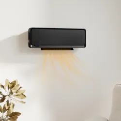 Calefactor Eléctrico de Pared 1000W/2000W Estufa con Pantalla LED IPX2 y Mando a Distancia 56x11,7x18,5 cm Negro - Ogal.Es