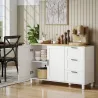 Aparador para Salón Moderno con 2 Puertas 3 Cajones Estante Ajustable para Comedor Entrada 120x38x76 cm Blanco - Ogal.Es
