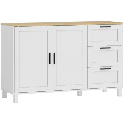 Aparador para Salón Moderno con 2 Puertas 3 Cajones Estante Ajustable para Comedor Entrada 120x38x76 cm Blanco - Ogal.Es