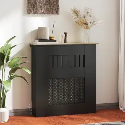 Cubre Radiadores 78x19x81 cm Cubierta para Radiador Diseño Moderno de Listones y Nido de Abeja Negro - Ogal.Es
