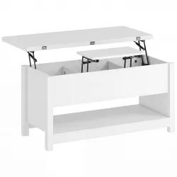 Mesa de Centro Elevable y Extensible con Compartimentos Ocultos Estante Abierto 100x90x62 cm Blanco - Ogal.Es